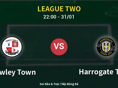 Soi Kèo Crawley Town vs Harrogate Town – 22:00 31/01 | Nhận Định, Dự Đoán Tỷ Số