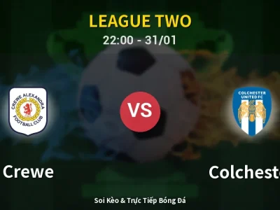 Soi Kèo Crewe vs Colchester – 22:00 31/01 | Nhận Định, Dự Đoán Tỷ Số